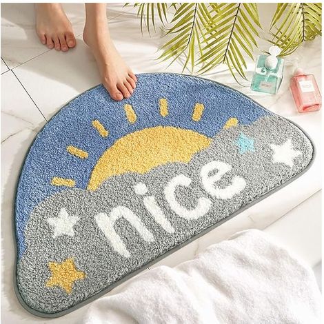 BRICOOMARKET  Tapis de sol petit tapis frais en demi-cercle salle de bain tapis antidérapant coussin de pied absorbant (soleil heureux) (1/5)