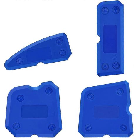 Outil de finition pour mastic, kit d'application portable de mastic silicone, outil applicateur de mastic silicone multi-bords, outil de lissage, bleu, 4 pièces (1/5)