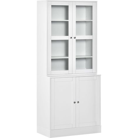 Bücherschrank alto con puerta de cristal 76 x 40 x 178,5 cm MDF blanco HOMVRA (1/5)
