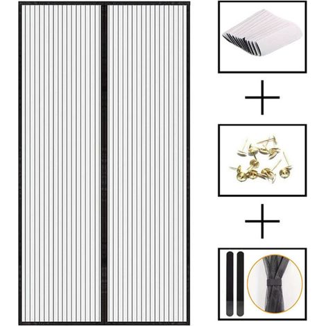 Zanzariera magnetica per porte, tenda magnetica autoadesiva a maglia ultrafine, chiusura automatica, facile installazione senza attrezzi, tenda antizanzare, non richiede foratura, 90 x 210 cm