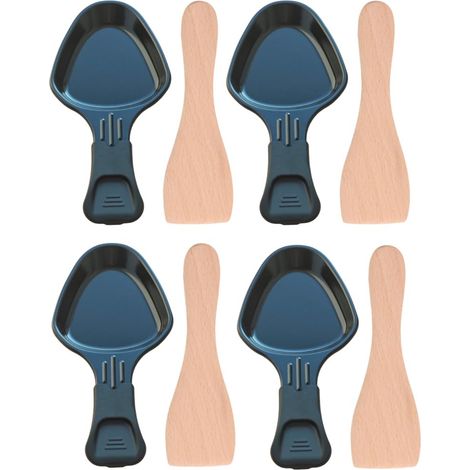 Ersatzteil - Set aus 4 Raclettepfännchen und 4 Holzspatchtel - - TEFAL, MOULINEX (1/2)