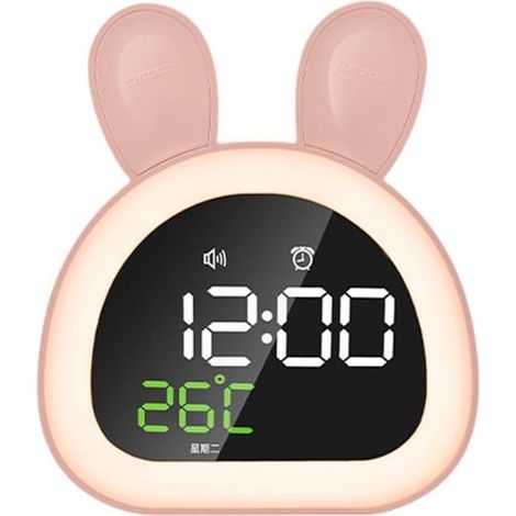 Pinker LED-Digitalwecker mit elektronischer LED-Anzeige, Tonsteuerung, niedlichem, geräuschlosem Nachtlicht, Tischwecker (1/5)