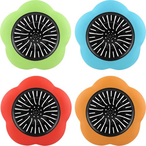 Lot de 4 bouchons de vidange en plastique en forme de fleur pour évier, accessoires de cuisine et de salle de bain (1/5)