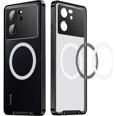 Schutzhülle mit Kameraschutz für Xiaomi 13T / 13T Pro, CamShield MagSafe, Transparent / Schwarz (1/5)