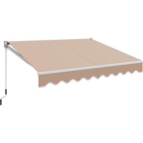 Protection Solaire Store Banne Rétractable 8x6,6 Ft Manuel Inclinable 40-100° Beige pour Mur Béton et Brique (1/5)