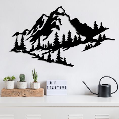 Decorazione da parete in metallo a forma di montagna, 40x70 cm, per ufficio a tema montano o soggiorno rustico (1/4)