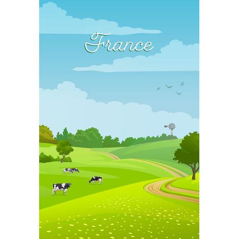 Tableau sur toile prairie française 30x45 cm - Impression sur Toile Murale Décorative - Image imprimée en HD sur Toile - Toile sur Châssis en Bois FSC - Fabriqué en France (1/5)