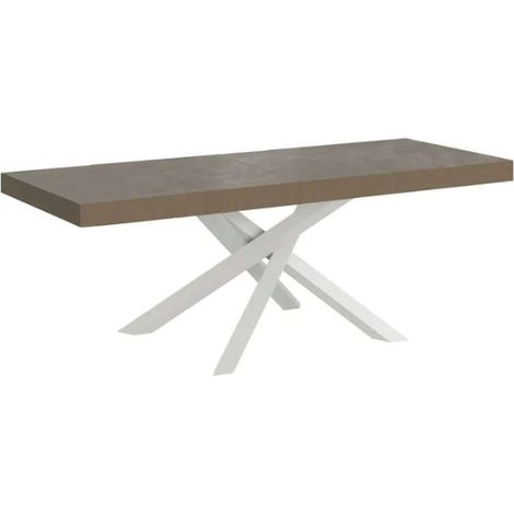 Tavolo allungabile 200/304x90 cm Volantis Premium tortora gambe bianche