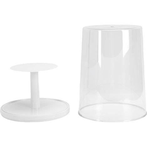 Vitrine Rotative à 2 Niveaux, Résistante à la Rotation à 360 Degrés, Boîte de Rangement Transparente, Vitrine pour Service à thé, Figurine de Poupée – Ronde en Acrylique avec Base (White) (1/4)