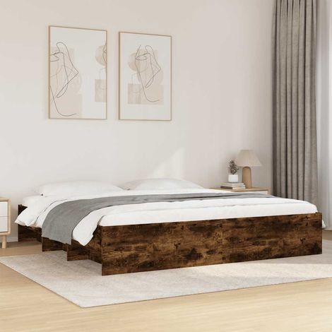vidaXL Estructura de cama sin colchón roble ahumado 200x200 cm (1/5)