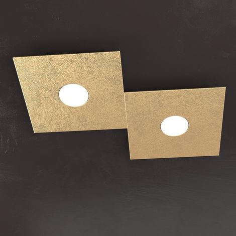 Plafoniera moderna top light eccentric 1156 2l gx53 led metallo lampada parete soffitto, finitura metallo foglia oro