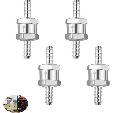 4 Pièces Clapet Anti-retour Unidirectionnel, 8mm Valve Anti Retour Carburant à Sens Unique en Aluminium, Clapets de Non-Retour pour Essence Systèmes de Carburant à Basse Pression Diesel Eau Marine (1/5)