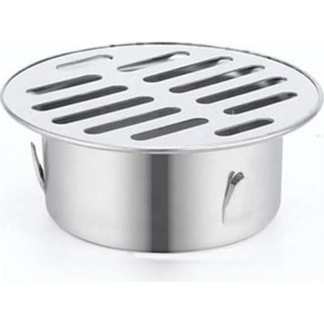 Siphon de sol rond en acier inoxydable, filtre anti-colmatage, siphon de sol de terrasse, siphon de sol de jardin extérieur (diamètre 75 mm)