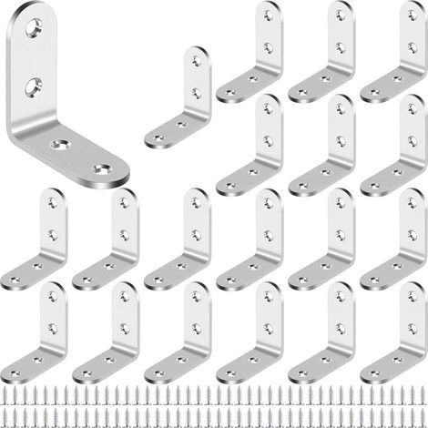 Befestigungswinkel, 20 Stück Edelstahl-Befestigungswinkel, rechtwinklige Winkel, Winkelverbinder, 90-Grad-L-förmige Metallwinkel, zum Verbinden oder Befestigen von Möbeln (1/5)