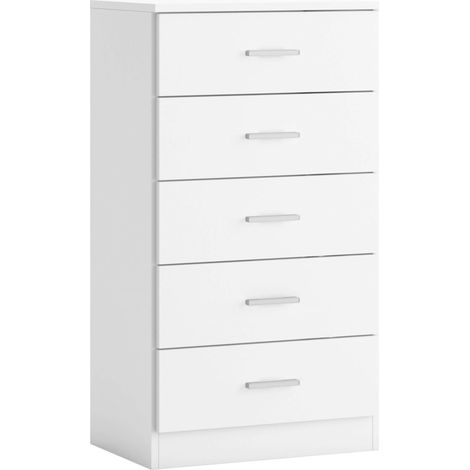 Miroytengo – Commode enfant 5 tiroirs blanc mat – Dimensions 90 x 50 x 33 cm – Poignées en métal – Mélamine de haute qualité (1/6)