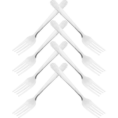 Fourchettes à Dîner Prise Ferme et Portable en Acier Inoxydable Argenté Set de 8 Design Simple et Délicat pour Repas ou Restaurant (1/5)
