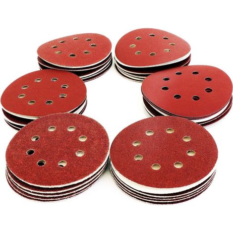 Dischi abrasivi in carta abrasiva da 125 mm per levigatrici P40/P60/P80/P120/P180/P240 a 8 fori (1/4)