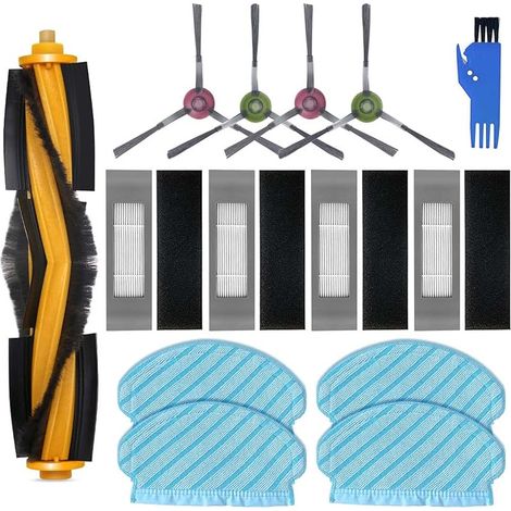FOREHILL Pices de rechange Accessoires compatibles pour Yeedi 2 Hybrid, pour Ecovacs Deebot OZMO 950 920 N7 T5, 4 filtres Hepa, 4 brosses latrales, 4 chiffons essuyage, 1 brosse rouleau (1/5)