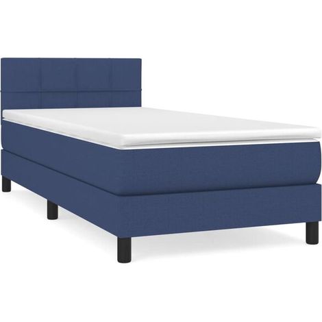 Cadre de lit en tissu, matelas inclus, bleu, 80 x 200 cm (1/5)