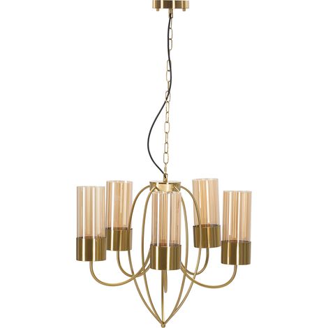 Lampada da Soffitto Famidame, Necessarie 5 Lampadine, Materiale Struttura in Vetro, oro