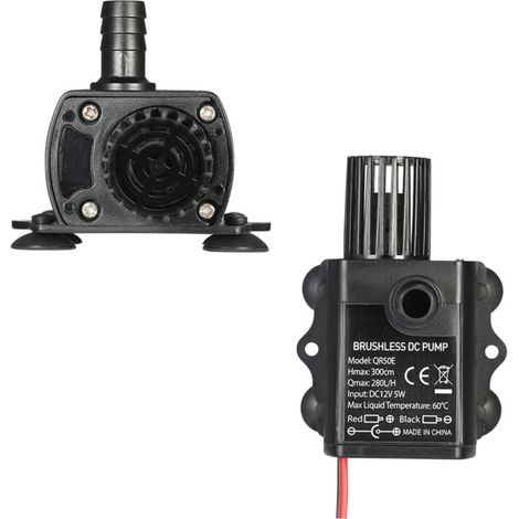Pompe à eau sans balais Decdeal ultra silencieuse mini USB DC5V 48W 300L/H 300cm pompe submersible étanche avec réglage du débit (1/5)