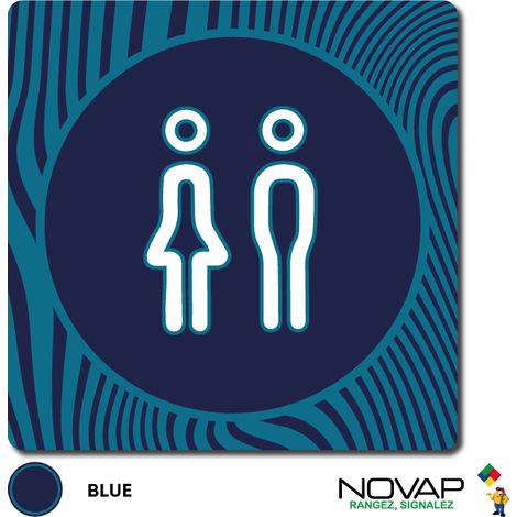 Plaque de porte Toilettes Mixtes - Design Bleu 90x90mm - 4340104 (1/2)