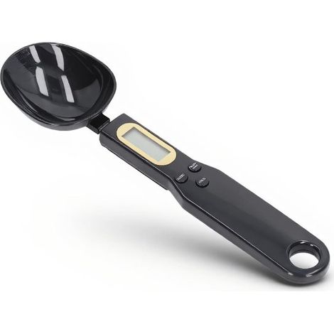 Báscula de cocina digital con cuchara medidora de 500 g/0,1 g, color negro, con pantalla LCD digital, ideal para pesar especias y granos de café (1/5)