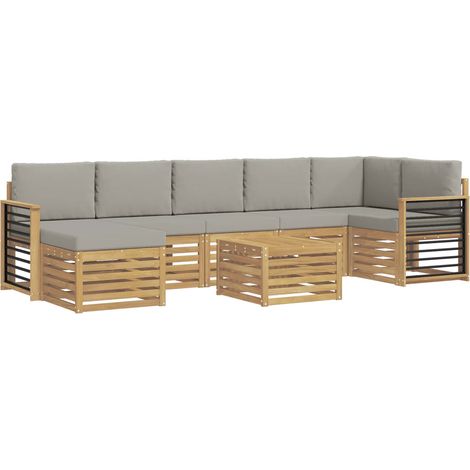 Ensemble de canapés d'extérieur 8 pc Blanc et gris clair vidaXL