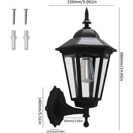Aplique solar de pared exterior de estilo retro para patios, con detector de movimiento, ideal para jardines, garajes, patios y entradas de vehículos - Estilo 2 (1/5)