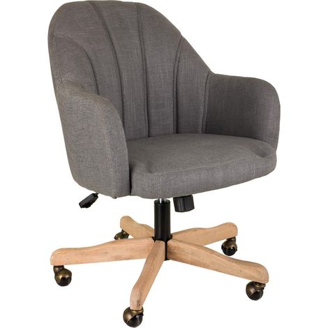 Silla de madera y tapizada con ruedas gris 63x54x40/87