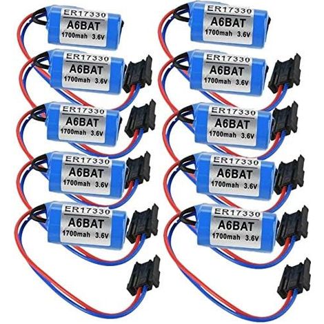 10pcs A6BAT PLC 3.6V 1700mAh Lithium Battery for Mitsubishi Servo A6BAT ER17330V (1/4)