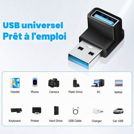 Lot De 2 Adaptateurs Usb-A Vers Usb-A Coudés À 90 Degrés, U-S-B 3.2 10 Gbit/S, Transfert Haute Vitesse, Compatible Avec Smart[F326] (1/5)