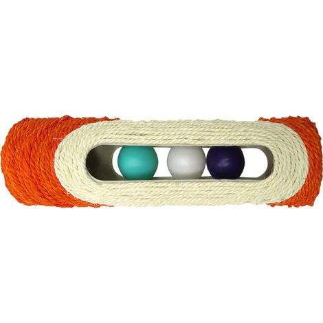 1 griffoir pour chat en sisal avec rouleau et 3 balles, jouet interactif pour stimulation sensorielle et exercice physique (1/5)