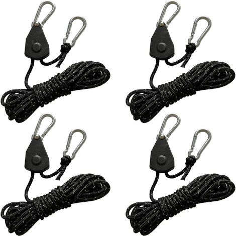 Confezione da 4 corde di tensione riflettenti da 4 m con tenditore, corda a cricchetto regolabile con gancio, corda in paracord, corda per tenda, tenditore per tenda, tenditore per tenda, telo da camp (1/5)