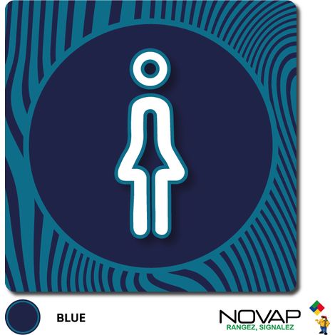Plaque de porte Toilettes femmes - Design Bleu 90x90mm - 4340074 (1/2)