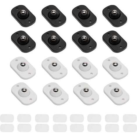 16 mini roulettes auto-adhésives 360°, pour meubles/appareils/poubelles, noir et blanc (1/5)