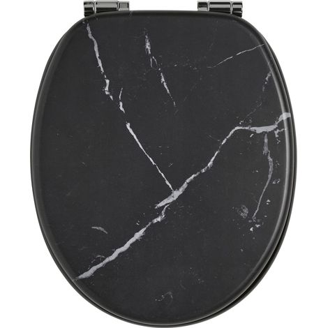 Wirquin 20724239 - Sedile WC in fibra di legno Woody 100% FSC, nero marmorizzato (1/5)