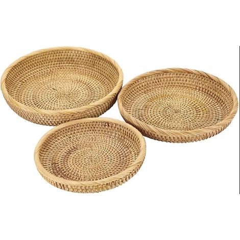 Panier de Service Corbeille à Fruits Rond Panier d’osier Rangement pour cookies, pain,fruits (1/5)
