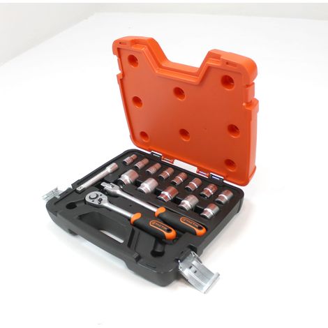 ORION91 TACTIX - Juego de 16 Llaves de Vaso 1/2 Pulgada, Maletín de Alta Calidad, Mango Flexible, Barra de Extensión y Acero CRV, Herramientas de Calidad Profesional para Tareas Domésticas y Profesion