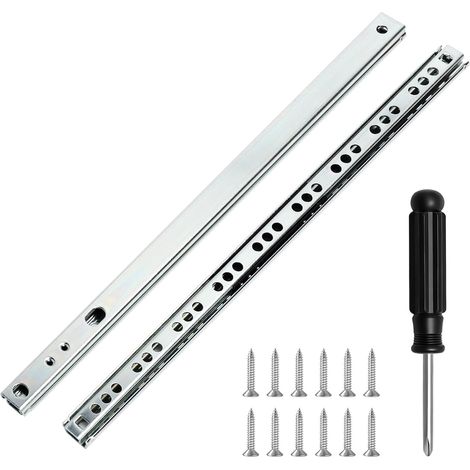 Rail Tiroir Coulissant 310 mm, Lot de 2 (1 Paire), Glissière Tiroir à Roulements à Billes avec Rainure de 17 mm, Glissières à Extension Partielle, Matériel de Montage Inclus (1/5)