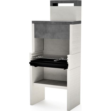 TUOZI - Barbacoa de Obra para Carbón Modelo VENIT FLEX PLUS HOTTE (Gris/Blanco - 78 x 47 x 185 cm) REF: 8065 - Uso en Exteriores (1/5)