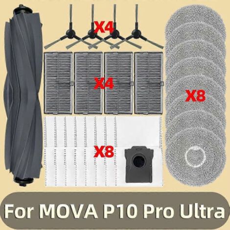 Repuestos para la aspiradora MOVA P10 Pro Ultra: rodillo principal Tricut, cepillo lateral, filtro HEPA, paño de limpieza, bolsa para el polvo. (1/5)