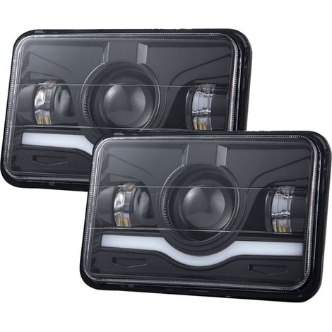 Set of 2 LED headlights 10.2 x 15.2 cm, 5 rectangular headlights with high and low beam DRL replacement for Peterbilt Kenworth Freightliner Ford Probe Oldsmobile Cutlass. (1/5)
