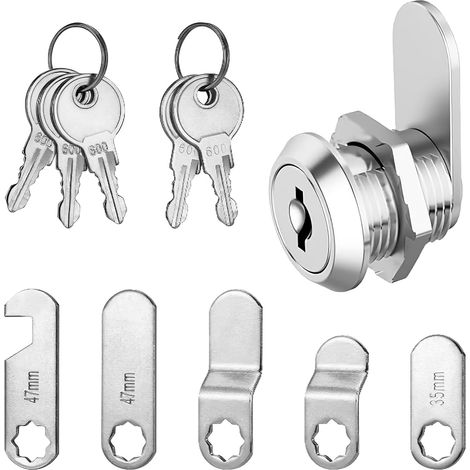 Serratura per cassetta postale da 16 mm, serratura di sicurezza con 5 diverse piastre di bloccaggio e 5 chiavi, per cilindro della cassetta postale, armadietto, cassetta degli attrezzi