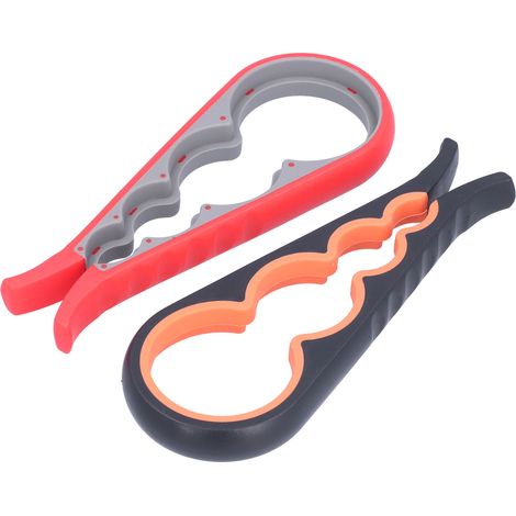 4-in-1 Multifunktions-Flaschenöffner, rutschfester Flaschenöffner, Dosenöffner und Schraubverschlussentferner, 2er-Pack, Rot/Grau oder Schwarz (1/5)