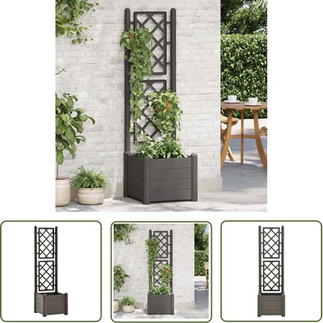 The Living Store Pflanzkübel mit Spalier 43x43x142 cm PP Anthrazit - Gartengefäß - Blumentopf - Hochbeet - Spalierpflanze - Polypropylen Topf (1/5)