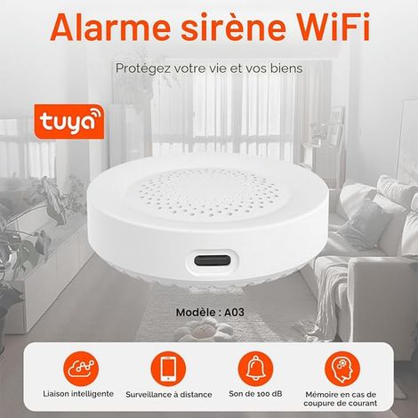WiFi Smart Alarm: Home Security Alarm with 100dB Siren, App Control, Black (1/3)