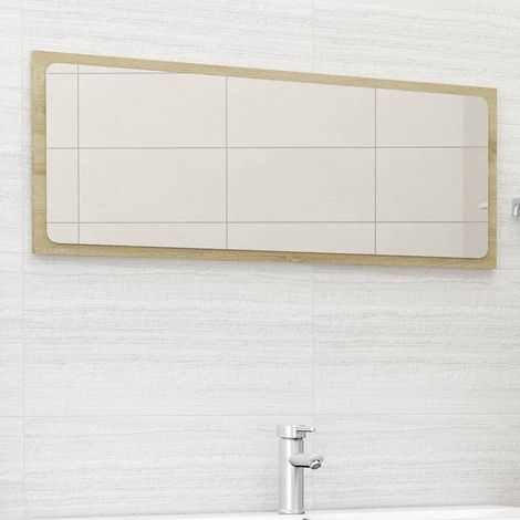 Espejo de baño madera contrachapada color roble 100x1,5x37 cm vidaXL