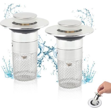 Bouchons évier - 2 pièces, compatible 34-40mm - Convient pour éviers, vidange Étiquette (1/5)