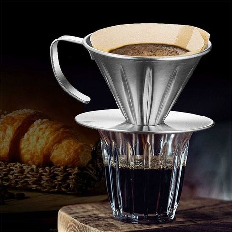Portafiltro per caffè in acciaio inox, filtro per caffè riutilizzabile, cestelli per filtri da caffè riutilizzabili V60 (1/3)